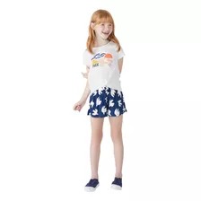 Conjunto Infantil Menina Curto Com Estampa E Aplique