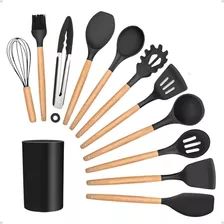 Jogo 12 Peças Utensílios Silicone Colher Espátula Concha Cor