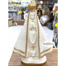 Imagem Nossa Senhora Aparecida Pérola Branca Decorada 27cm