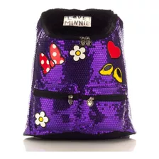 Mochila Disney Minnie Mouse Lentejuela Morada