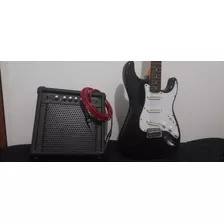 Combo Guitarra Jay Turser Modelo Fender Estratocaster Negra