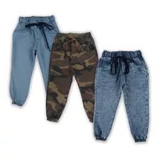 Kit Com 3 Calças Jogger Menino Masculino Bebê 