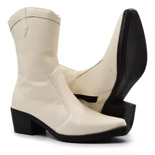 Bota Feminina Off White Western Original Na Caixa C/ Ziper