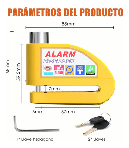 Alarma Motocicleta Bloqueo Impermeable Freno Disco Candado Foto 2