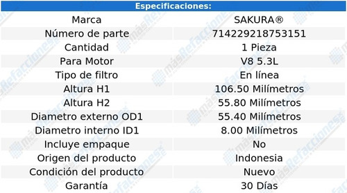 Filtro Combustible Buick Roadmaster V8 5.3l 53 Sakura Foto 2