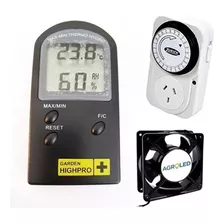 Combo Termohigrometro Garden Basic + Cooler + Timer 10amp