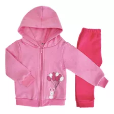 Conjunto Campera Y Babucha Invierno Frisado Bebe Nena