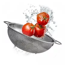 Kit Escorredor E Tigela Inox Para Massas Arroz Frutas Legume