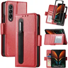 Funda De Cuero Vihibii Para Samsung Galaxy Z Fold 4 5g - Red