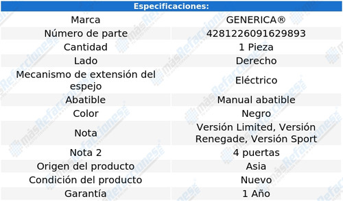 Espejo Jeep Liberty 2002-2003-2004-2005-2006-2007 Elec Negro Foto 2