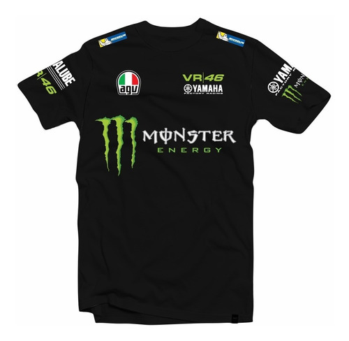 Camiseta/camisa Valentino Rossi Preta - Yamaha (moto Gp) 