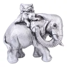 Mãe E Filhos De Elefante Escultura Estátua Decoração De