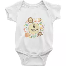 Body Bebê Mesversario 9 Meses Safari Bichinhos