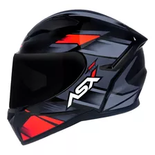 Capacete Asx City Start Vermelho Cinza Brilho + Viseira Fumê