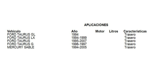 Kit Amortiguador Base Resorte Trasero Mercury Sable 2000 Fcs Foto 5