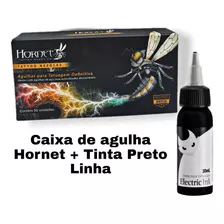 Caixa Agulha Tattoo Hornet 50un + Tinta Preto Linha Tatuagem