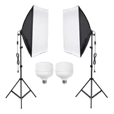 Kit Par Soft Box 50x70cm Estúdio Luz Continua Soquete E27