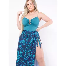 Saia De Praia Plus Size Longa Animal Print