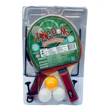 Kit Ping Pong Tenis De Mesa 2 Raquetes 3 Bolas Suporte Rede Cor Preto Tipo De Cabo Madeira