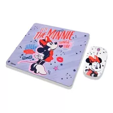 Kit Mouse Inalámbrico + Mouse Pad Diseño Minnie Disney - Ps Color Rosa