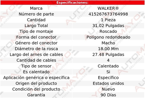 Sensor Oxgeno Walker L300 2.2l 4 Cil Saturn 04 Foto 6