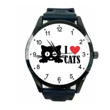 Relógio Eu Amo Gatos Masculino I Love Cats D Pulso Novo T963