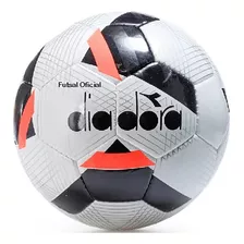 Bola Futsal Diadora Pro Costurada - Branco-preto-coral