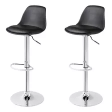 Kit Com 02 Banquetas Alta Giratória Estofada Eames Ls-134 Pr