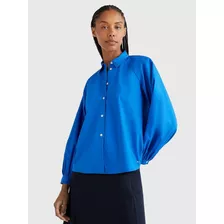 Camisa Relaxed Solid Raglan Mujer Tommy Hilfiger Azul