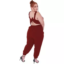 Macacão Social Feminino Plus Size Longo G1 Ao G3 46 Ao 56