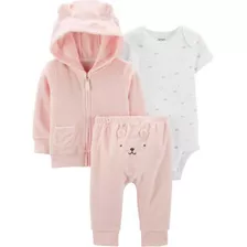 Conjunto Carters De Frio Jaqueta Trio Urso Rosa Atoalhado