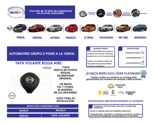 Tapa Volante Airbag Nissan Versa 2020 2021 2022 Nueva Foto 7