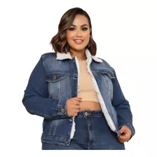 Jaqueta Jeans Plus Size Forrada Pelinho