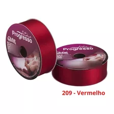 Fita De Cetim Nº 9 50 Metros X 38mm Progresso Cor 209 - Vermelho