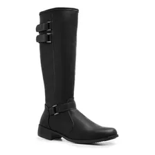 Bota Feminina Montaria Cano Alto Longo Over Ziper