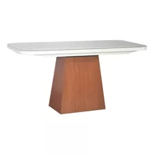 Mesa De Jantar 1,3x0,9m Madri Bom Pastor Amêndoa E Off