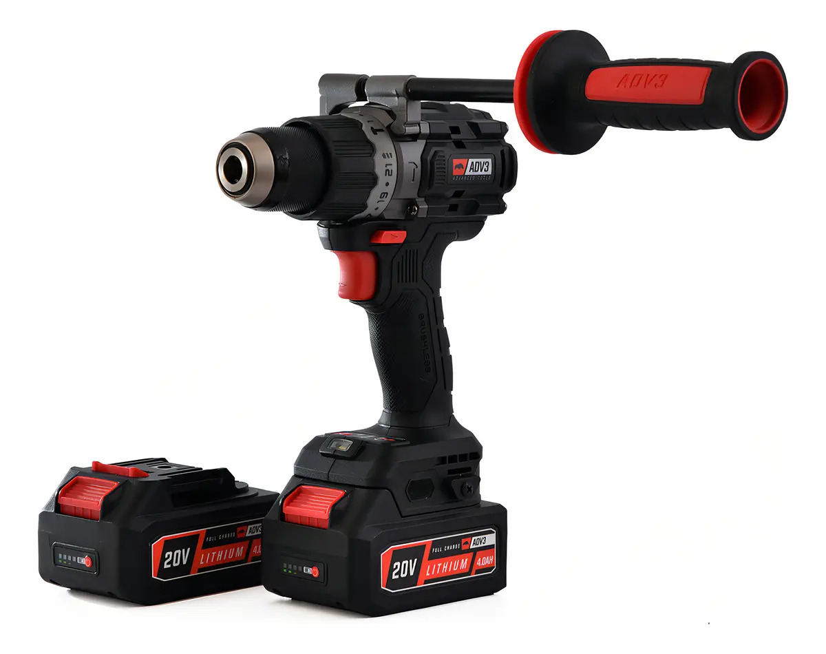 Taladro Percutor Inalámbrico Adv3 Brushless 2 Baterías 4ah 13mm Negro