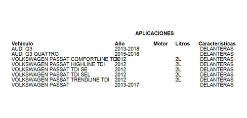 Balatas Dels Para Volkswagen Passat Highline Tdi 2012 2.0l Foto 3