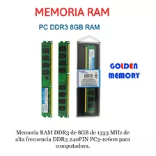 Memoria Ram Ddr3 Pc3 8gb 1333 Mhz De Alta Frecuencia 