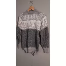 Sweater Buzo Norteño Llama. Talle M Gris