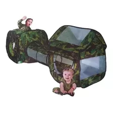 Barraca Toca Tunel 3x1 Infantil Militar Camping Lazer 