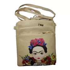 Crossbody Triple Cierre Frida Kahlo Flores 