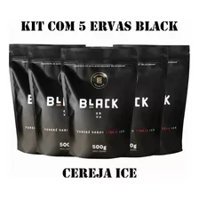 Kit Com 5 Erva Mate Terere Black Erva 500g- Sabor Cereja Ice