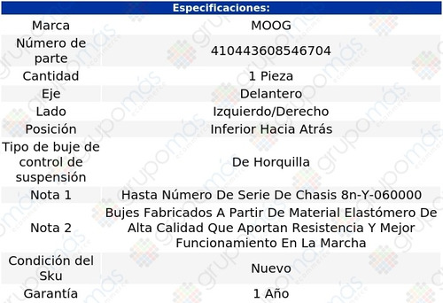 Buje Horquilla Del Izq/der Inf Audi Tt Quattro 00 Moog Foto 3