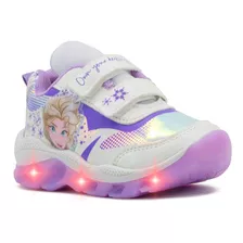 Tenis Luces Led Niña Frozen Princesa Elsa Disney Lila