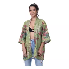 Kimono Haori Casaco Dragão Japão Oni Sakura Fuji Montanha