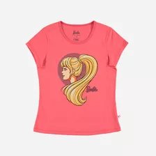 Camiseta De Niña, Manga Corta Rosada De Barbie