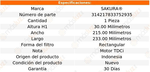 Filtro Aire Acondicionado Ford Ranger 3.2l V6 17/20 Sakura Foto 3