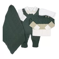 Conjunto Saída Maternidade Tricot Menino 4 Peças