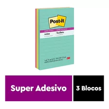 Post-it Pautado Supernova 101mm X 152mm 3 Blocos 90 Folhas